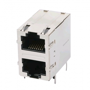 ARJ21A-MCSJ-LU2 Stacked 2×1 RJ45 Connector With Integrated Magnetics 1G
