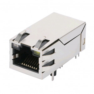 JK0-0114NL 1×1 Tab-Up Long Body 100/1000 Base-T Ethernet RJ45 Connector With Transformer