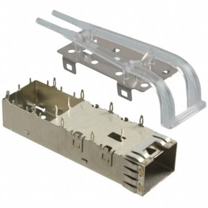 1 × 1 Con guida di luce Foro passante in metallo - Molla EMI a saldare Spessore 0,25 mm Connettore gabbia SFP+ press-fit