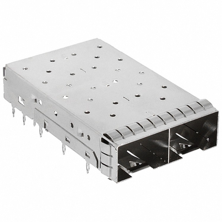 2007263-1 With Metal EMI Pipe Press-Fit Type 1X2 Port SFP+ CAGE Connector