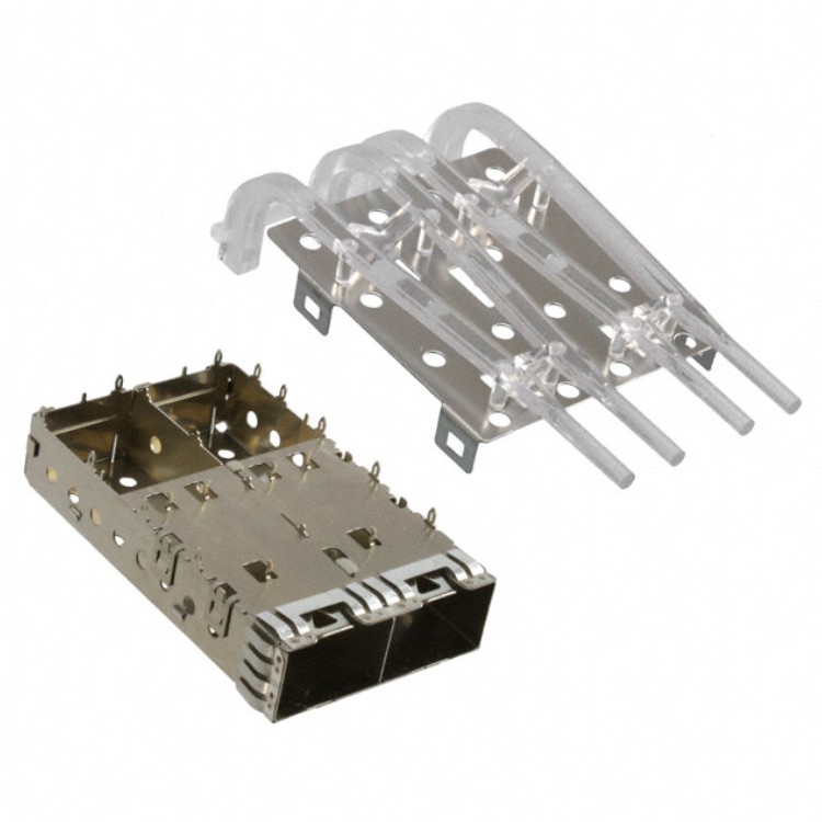 With Light guide Metal EMI Pipe Press-Fit Type 1X2 Port SFP+ CAGE Connector SFP/SFP+/zSFP+, Cage Assembly, Data Rate (Max) 16 Gb/s, External Springs Featured Image
