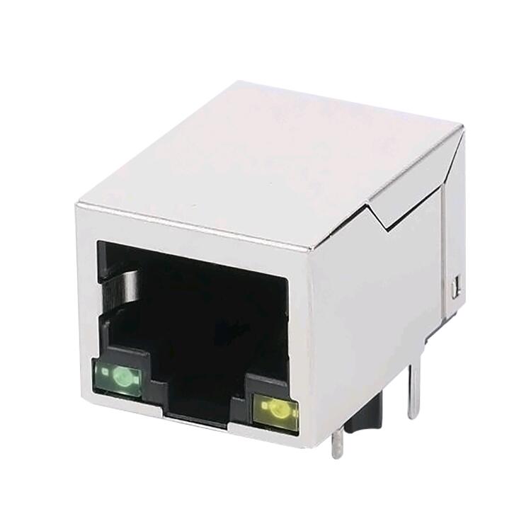 MTJ-88T Series Modular Jack Ganged 1 Port 8P8C Right Angle Shielded With LED & Transformer Featured Image