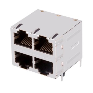 0833-2X2R-55-F 0833-2X2R-55-F Stacked Multi Port 100 Base-T Magnetics 2X2 RJ45 Connector With PoE
