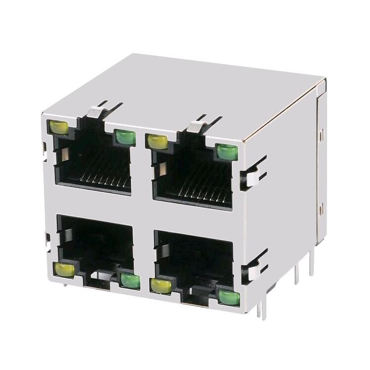 E5J88-C4C2B4-L 无磁性 2×2 端口 RJ45 母连接器