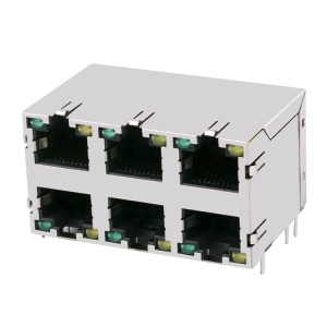 E5J88-C4B3F2-L 屏蔽模块化插孔 8P8C RJ45 连接器 2X3 带 LED