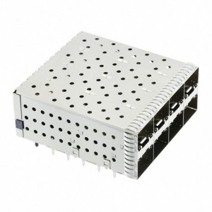 Na mwongozo wa Mwanga Metal EMI Pipe Press-Fit Type 2X4 Port SFP+ CAGE Connector SFP/SFP+/zSFP+, Cage Assembly, Data Rate (Max) 16 Gb/s, External Springs