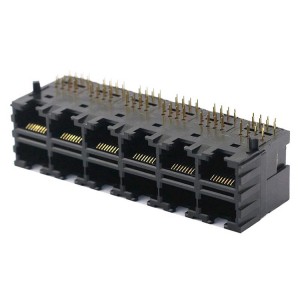 TE 7-1734473-2 Compatible ZhuSun Jack RJ45 2X6 Multiport Stacked Ethernet Modular Connector