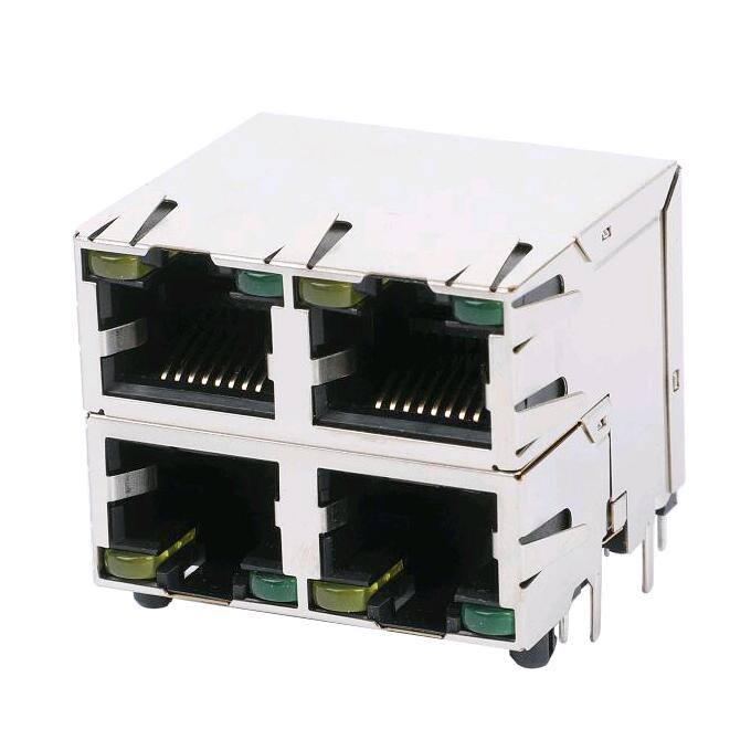 Manufacturing Companies for RJ45 4P4C Connector - RJSAE538104 Shielded Stacked and Ganged 2×2 RJ45 Connectors Multi-Port – Zhusun