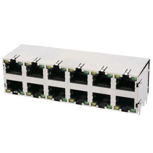 6116314-1 Without Magnetics 8P8C Modular Fast Jack Stacked 2×6 RJ45 Connectors