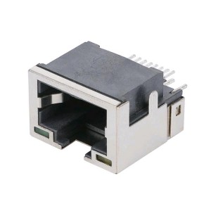 ZES15211ED Board Edge Cutout SMD 1X1 Port RJ45 Connector With LED