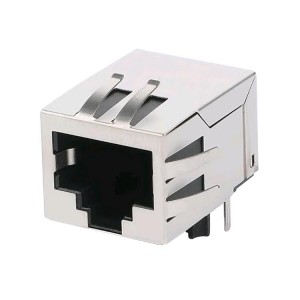 MTJ-88T Series Modular Jack Ganged 1 Port 8P8C Right Angle Shielded With LED & Transformer