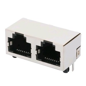 ZE15712NN 8P8C Modular Jack 1X2 Dual Ports RJ45 Connector Without Magnetic