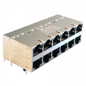 RJ45 2X6 Multi Port 10/100/1000 Base-T Magnetics Module Connectors With LEDs 85732-1008