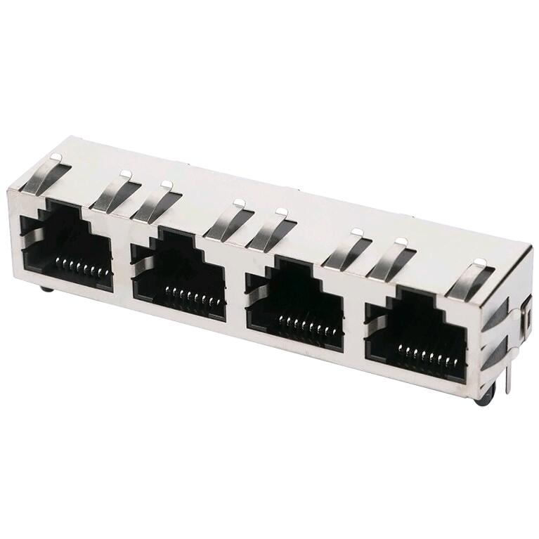 Hot Selling for RJ45 With LED light - HCJT4-812SK 8P8C Shielded Ganged 1×4 Quad Port Tab-Up RJ45 JACK – Zhusun