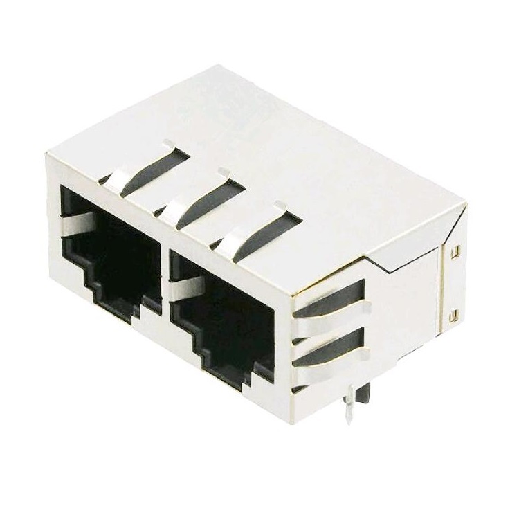 Factory wholesale dual usb connector - ARJ12A-MCSA-MU2 With 100 Base-T Magnetic 1×2 Port RJ45 Connector – Zhusun detail pictures