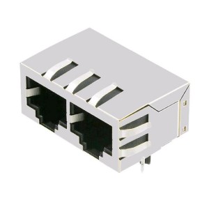 SI-60053-F 10/100 Base-TX RJ45 Dual Port Tab-Down without LED Integrated Magnetics Connector