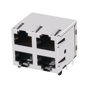 SS-7388H22S-PG4-AC-50 Stacked Ganged RJ45 Connector JACK 2X2