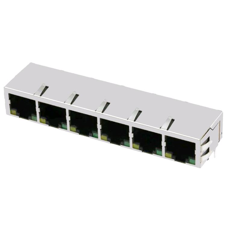 J8064D668ANL JX8064D668ANL 100 Base-T RJ45 1×6 with LEDs integrated magnetics connector Featured Image