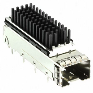 With HEAT SINK Metal Through Hole – Solder EMI Spring 0.25mm Thickness Press-Fit  SFP+ Cage Connector Cage Assembly, Data Rate (Max) 16 Gb/s, External Springs, SFP+, Port Matrix Configuration 1 x 1