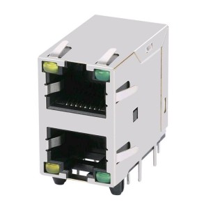 615016245421 Shielded With LED Ethernet Jack 2×1 RJ45 Connector