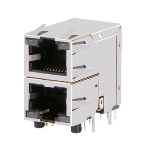 RJSAE538402 Without Magnetic 8P8C Modular Jack Dual Port 2×1 RJ45 Connector