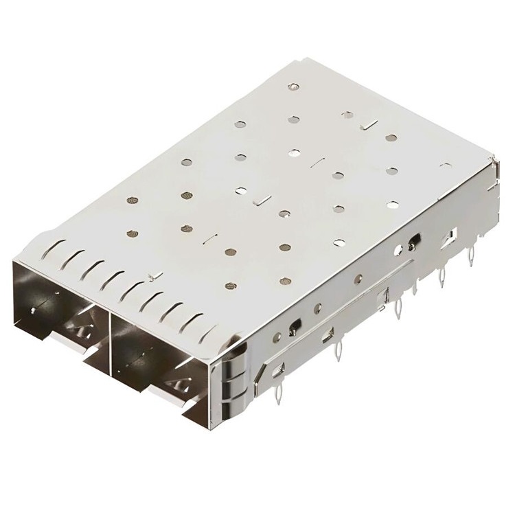2007263-1 带金属 EMI 管压接式 1X2 端口 SFP+ CAGE 连接器
