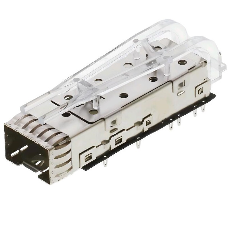 10126907-101एलएफ प्रेस-फिट लाइट पाइप टाइप ऑप्टिकल फाइबर 1×1 एसएफपी+ केज कनेक्टर के साथ