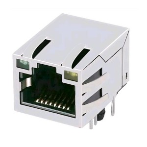 100 Base-TX 快速以太网 RJ45 Tab-UP，带 LED 8 针集成磁性连接器 1-2250024-1