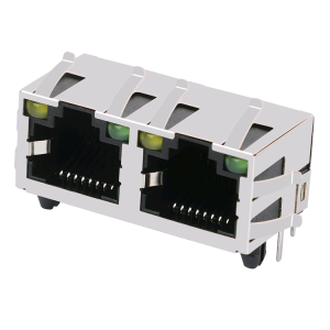 RJHSE-5384-02 8P/8C 1×2 Shielded Dual Port Tab-Up Ethernet RJ45 Connectors