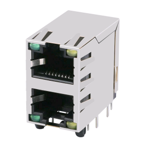 HCJ21-802SK-L11 8P/8C Shielded Dual Port Stacked 2×1 RJ45 Ethernet Connectors