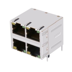 Chinese Professional 90 Degree RJ45 Connector - M2-ZZ-0021 Stacked Multi Port 100 Base-T Magnetics RJ45 Connector 2X2 – Zhusun