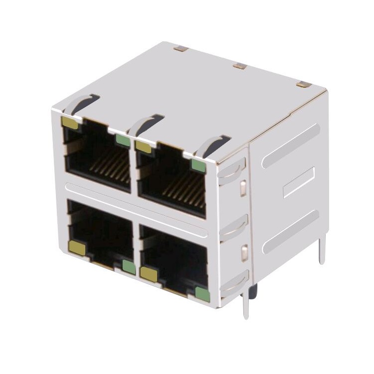 M2-ZZ-0049 Stacked Multi Port 2.5G Base-T Magnetics 2X2 RJ45 Connector Featured Image