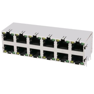 6116314-1 Without Magnetics 8P8C Modular Fast Jack Stacked 2×6 RJ45 Connectors