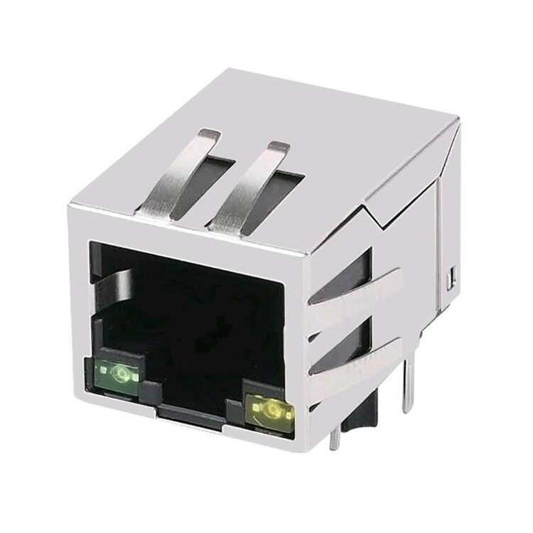 ARJ11A-MCSI-BA-EKU2 Single Port Tab desann entegre 100M filtè ak LED RJ45 Connector