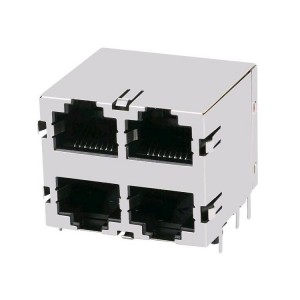 E5908-17A133-L Stacked Ganged RJ45 Connector JACK 2X2