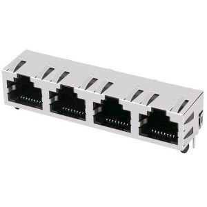 ZE15714NN 8P8C Connector Shielded Without LED RJ45 JACK 1X4
