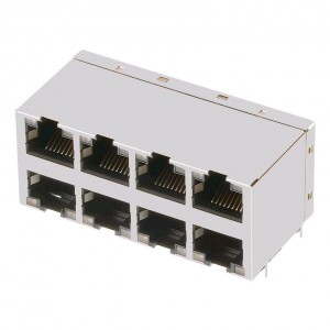 RJSNE508KA8 RJSNE538508 Compatible ZhuSun 2X4 Multiport 8port stacked rj45 jack module assemblly