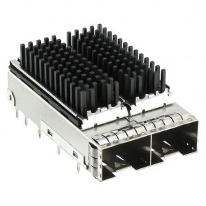 With heat sink Metal EMI Pipe Press-Fit Type 1X2 Port SFP+ CAGE Connector