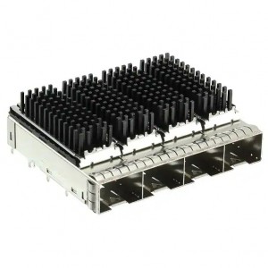 With heat sink Metal EMI Pipe Press-Fit Type 1X4 Port SFP+ CAGE Connector SFP/SFP+/zSFP+, Cage Assembly, Data Rate (Max) 16 Gb/s, External Springs