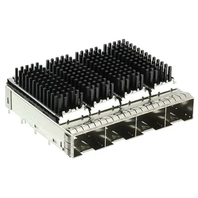 With heat sink Metal EMI Pipe Press-Fit Type 1X4 Port SFP+ CAGE Connector SFP/SFP+/zSFP+, Cage Assembly, Data Rate (Max) 16 Gb/s, External Springs Featured Image