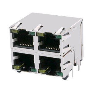 RJSAE538104 Shielded Stacked and Ganged 2×2 RJ45 Connectors Multi-Port