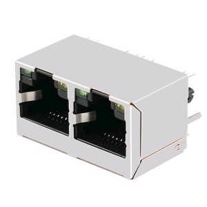 ZE15612ED 180 Degree With LED Modular Jack Vertical RJ45 Connector 1X2
