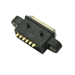 ເຕົ້າສຽບ USB ເພດຍິງກັນນ້ໍາ, 6PIN ກັນນ້ໍາ TYPE C, USB, ມີສະກູປະເພດເມນບອດ, ກັນນ້ໍາລະດັບ IPX8