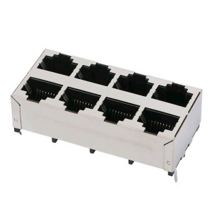 Fixed Competitive Price rj45 connector pcb - E5288-YCCB02-L 180 Degre Vertical RJ45 Connector 2×4 Top Entry PCB JACK – Zhusun