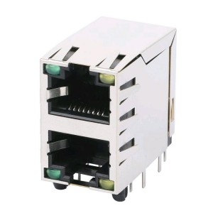 Super Lowest Price RJ-45 Connector - HCJ21-802SK-L11 8P/8C Shielded Dual Port Stacked 2×1 RJ45 Ethernet Connectors – Zhusun