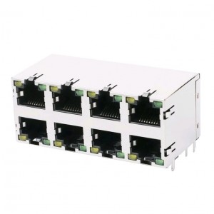 China Cheap price Ethernet RJ45 Connector - 6339082-1 With LEDs 8P8C Modular Jack 2×4 Stacked Port RJ45 Ethernet Connector – Zhusun