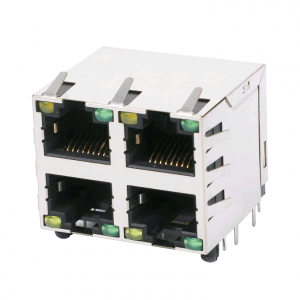 Best quality Low Price RJ45 Jack - HCJ22-802SK-L11 8P/8C Shielded Stacked and Ganged 2×2 RJ45 Ethernet Connectors – Zhusun